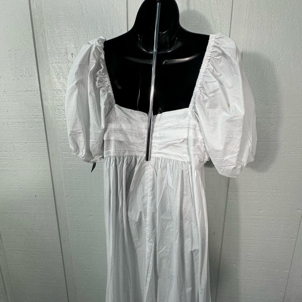 Know One Cares White Empire Cut Poplin Puff Sleeve Midi Dress Size Large NWT - Picture 9 of 14